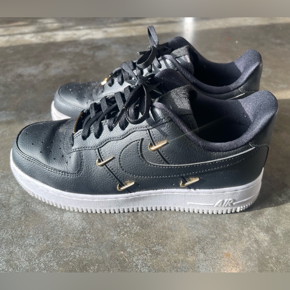 Nike Air Force 1’s Black and White w/Gold Accents